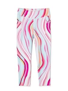 AVIA GIRLS' SIZE 6-6X PINK SWIRL LEGGINGS